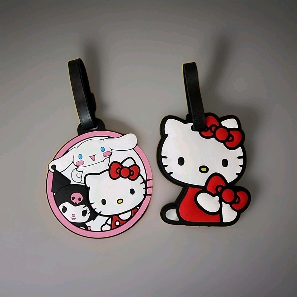 New Set of  2 Sanrio Hello Kitty & Kitty & Friends Rubber ID Luggage Tags Fans!